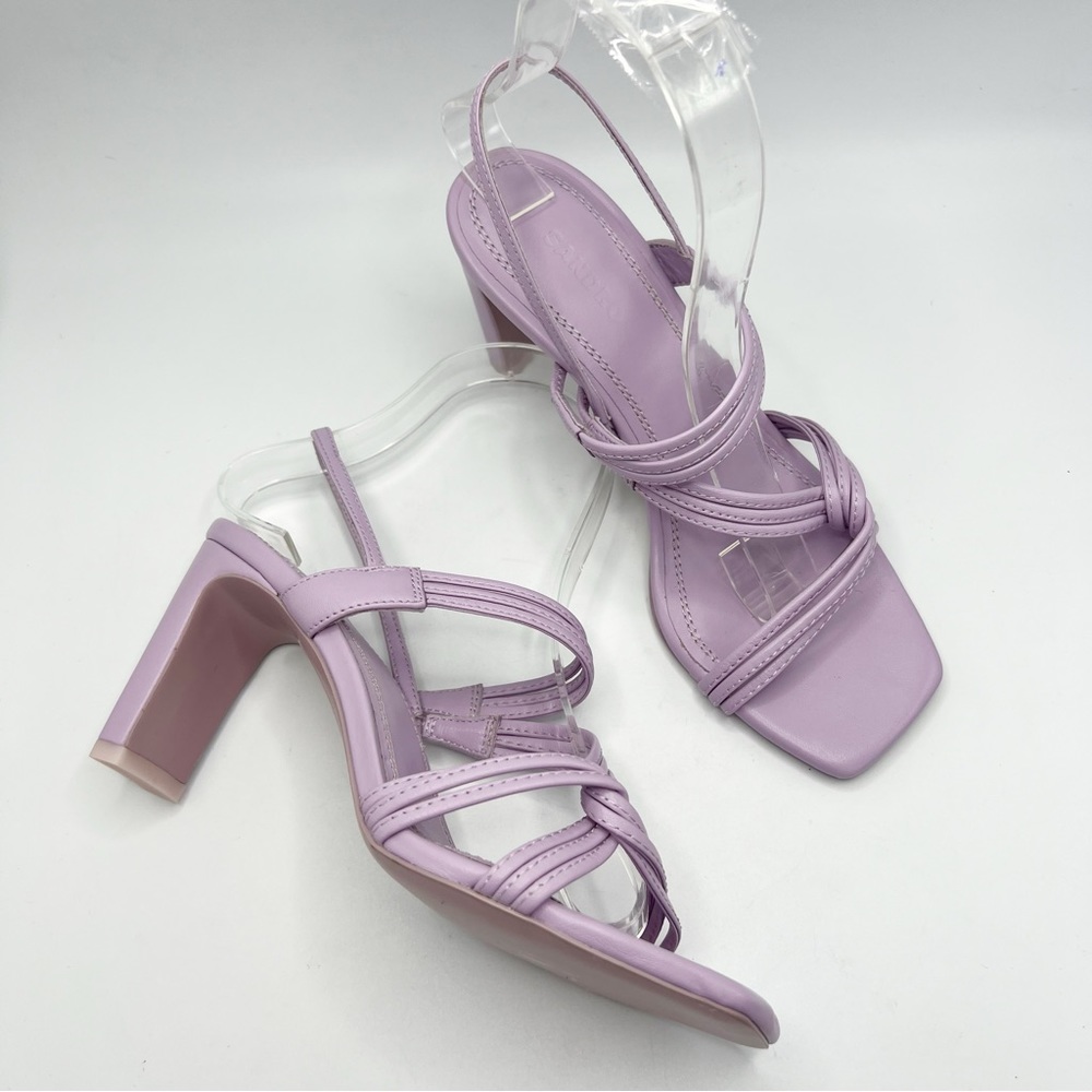 SANDRO Leather Slingback Sandals 70 Faye Size 37 EU in Purple Lavender
